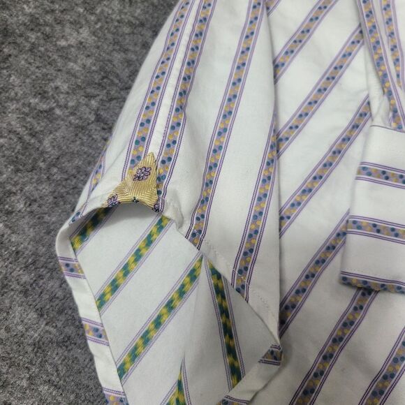 Robert Graham Colorful Men's Dress Shirt Size M Cotton & Silk Long Sleeve - Picture 7 of 11